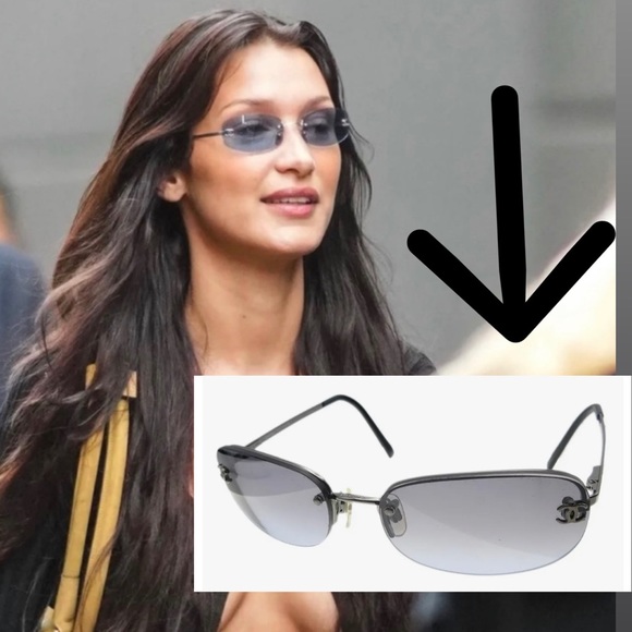 Chanel 4099 Rimless CC Vintage Y2K Sunglasses in Grey Blue Hue - Picture 1 of 16